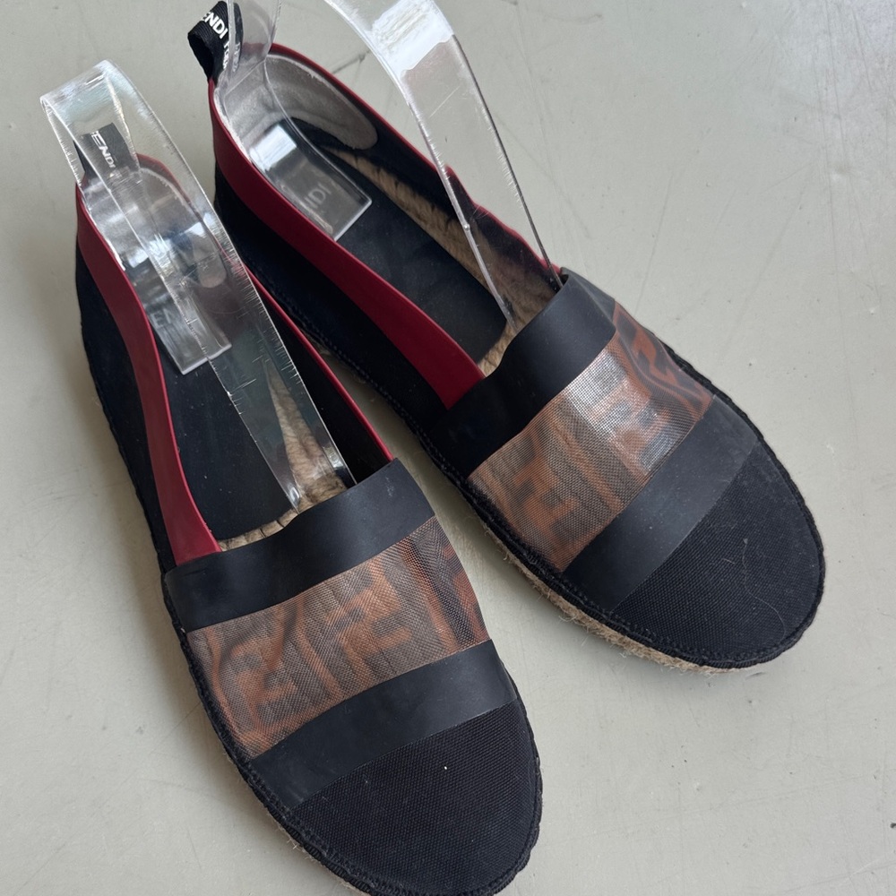 FENDI Colibri Mesh FF Logo Espadrilles Women’s Flats Size 38